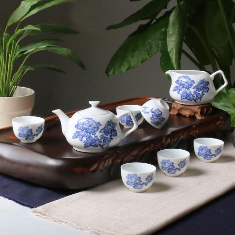 8头釉中牡丹花(huā)茶具