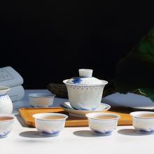 8头玲珑功夫茶具手绘海...