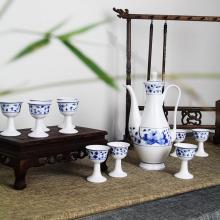 11头手绘青花(huā)花(huā)满园酒具